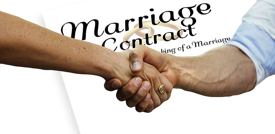prenup, handshake, contract, compatible, wedding, marriage, protection, rules, divorce, notary