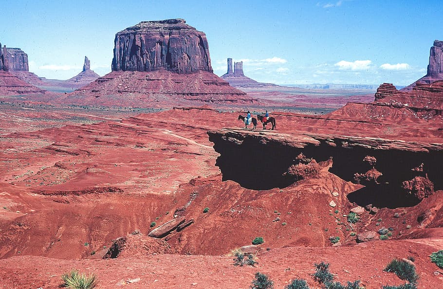 два, ковбои-всадники, Джон Форд, точка, Долина монументов, Аризона, Америка, американский, каньон, ковбой