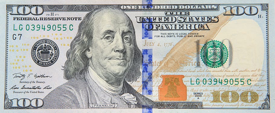 Dólar, nuevo, billete, banco, uno, salarios, diseño, moneda, papel, financiero