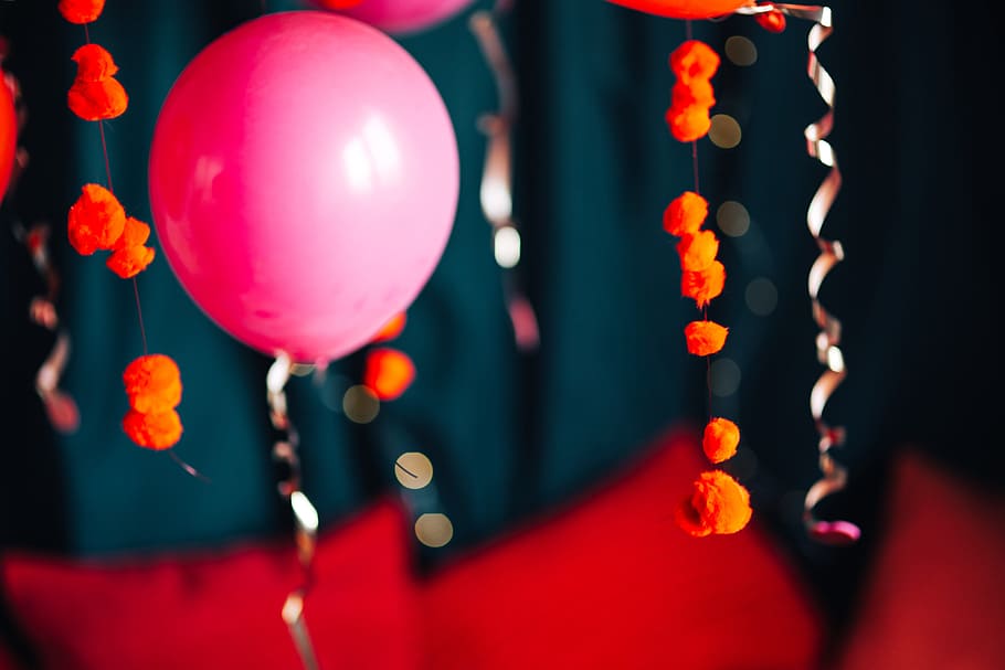 red, balloons, decorations, valentine, day, abstract, lovely, background, love, romantic