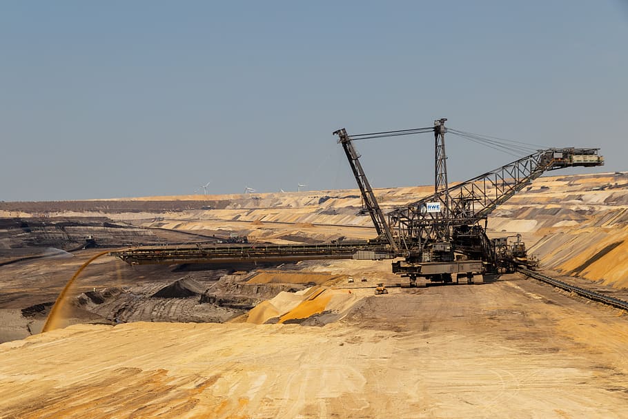 open pit mining, carbon, coal mining, industry, mining, brown coal, energy, technology, excavators, commodity