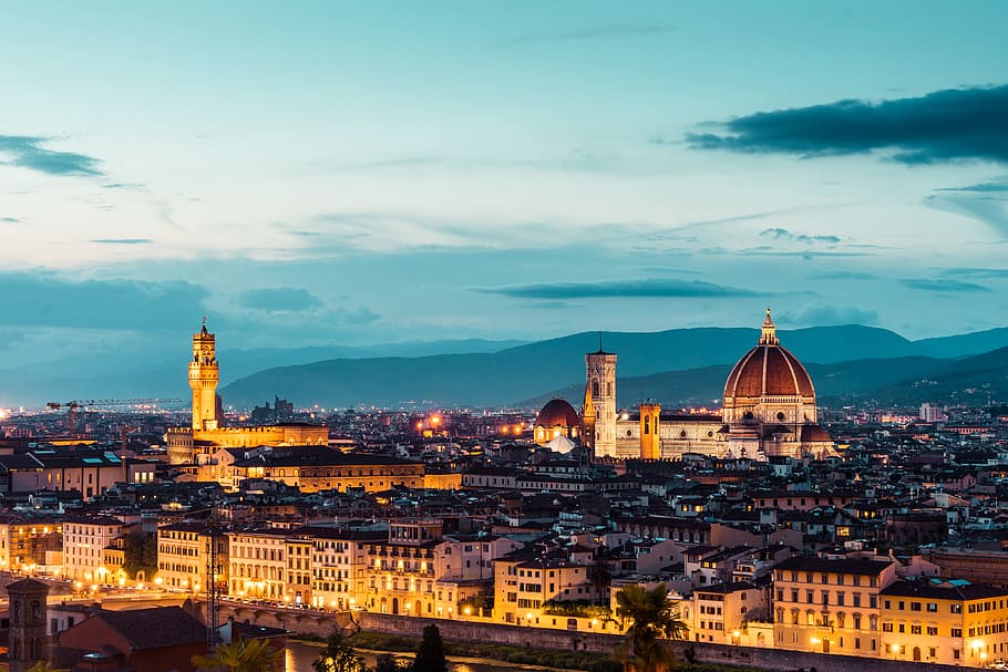 duomo, s., maria del fiore, evening, (florence, italy), architecture, city, clouds, cloudy