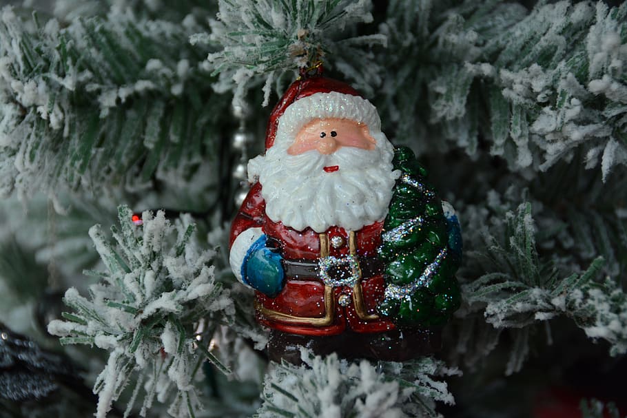 st nicholas, father christmas, garland, christmas, decoration, red, fir, december, celebration, winter
