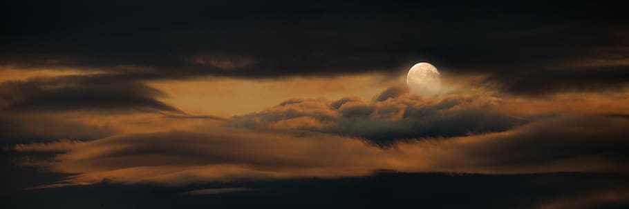 Nature Sky Moon Full Moon Clouds Night Mood Mystical Banner Header Dramatic Pxfuel