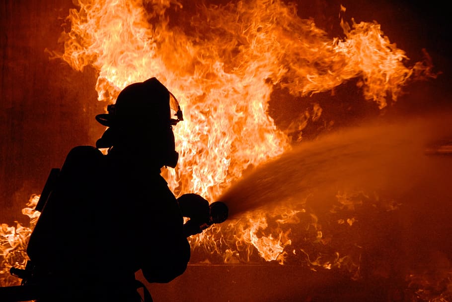 bombero, misión, fuego, luchador, trabajo, entrenamiento, quema, fuego - fenómeno natural, llama, calor - temperatura
