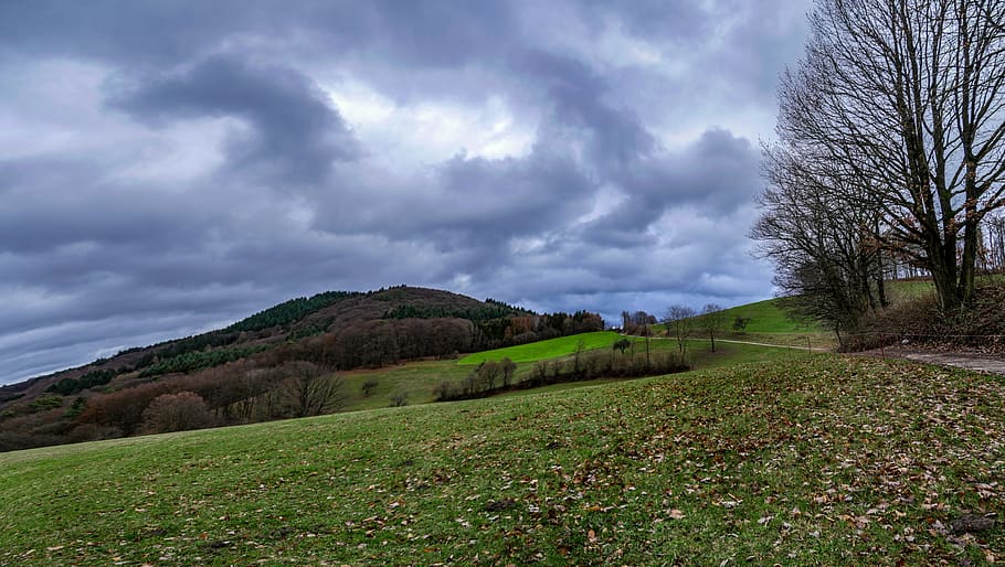 odenwald, panorama, winter, rain, thunderstorm, stormy, landscape, hill, germany, view