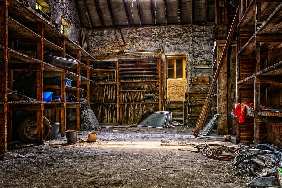 lost places, workshop, scale, barn, building, nostalgia, shelves, pforphoto, masonry, old