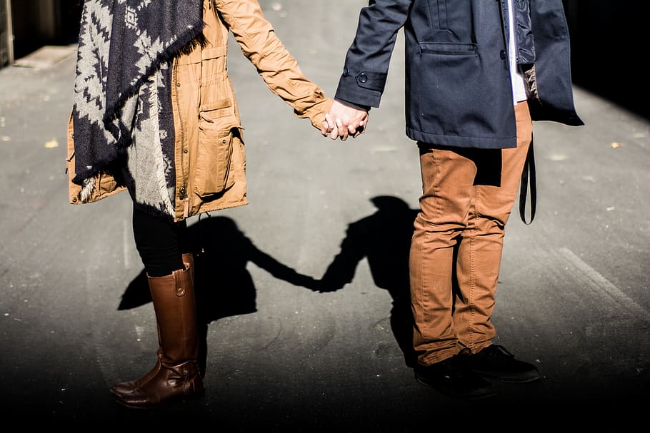 berpegangan tangan, pasangan, pria, wanita, cinta, hubungan, romansa, romantis, dua, bersama