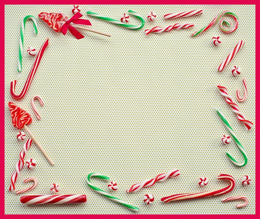 christmas, border, frame, peppermints, candy canes, text space, holiday, xmas, seasonal, design