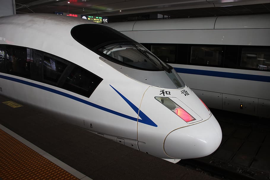 chinese train, shanghai, fast, sleek, china, locomotion, railway, travel, rails, mode of transportation