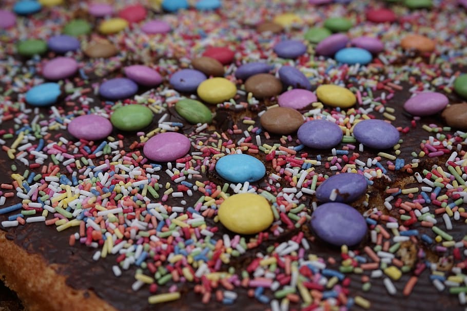 smarties, cake, children's birthday, sweet, eat, celebration, color, selective focus, food, food and drink