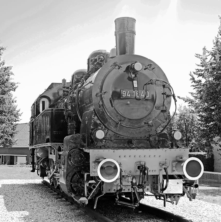 locomotiva a vapor, monocromático, historicamente, locomotiva de museu, denkmallok, locomotiva de tanque, prussiano, t16, t 16, dutsch