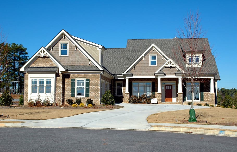 garagem, subúrbio, casa, família, entrada, luxo, suburbano, arquitetura, real, quintal