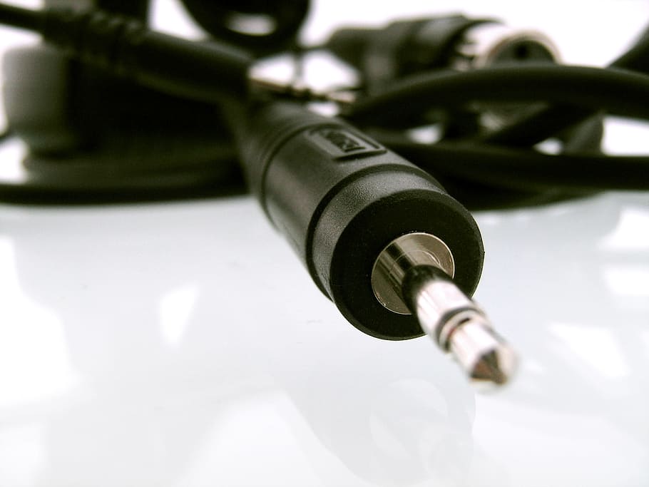 cable, audio, jack, sonido, plástico, negro, enchufe, foto, eléctrico, primer plano