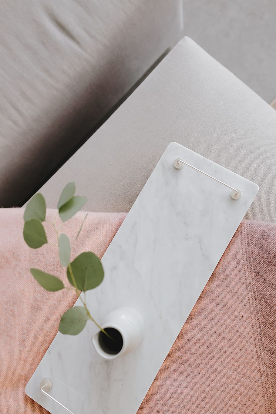 marble, white, tray, silver, handles, marble tray, white marble, pink, pink blanket, millenial pink