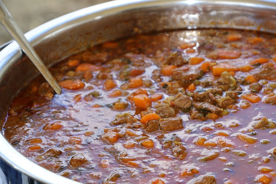 stew, carrots, food, healthy, dinner, vegetable, dish, onion, pepper, meat