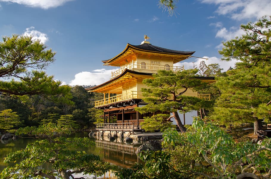 kinkaku-ji, el pabellón dorado, rokuon-ji, zen, kyoto, japón, templo, jardín, japonés, arquitectura