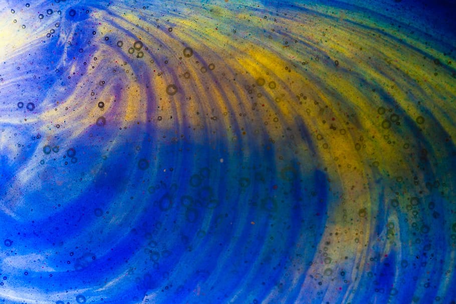 art, bubble, color, blue, yellow, resin, fluid, paint, painting, spring