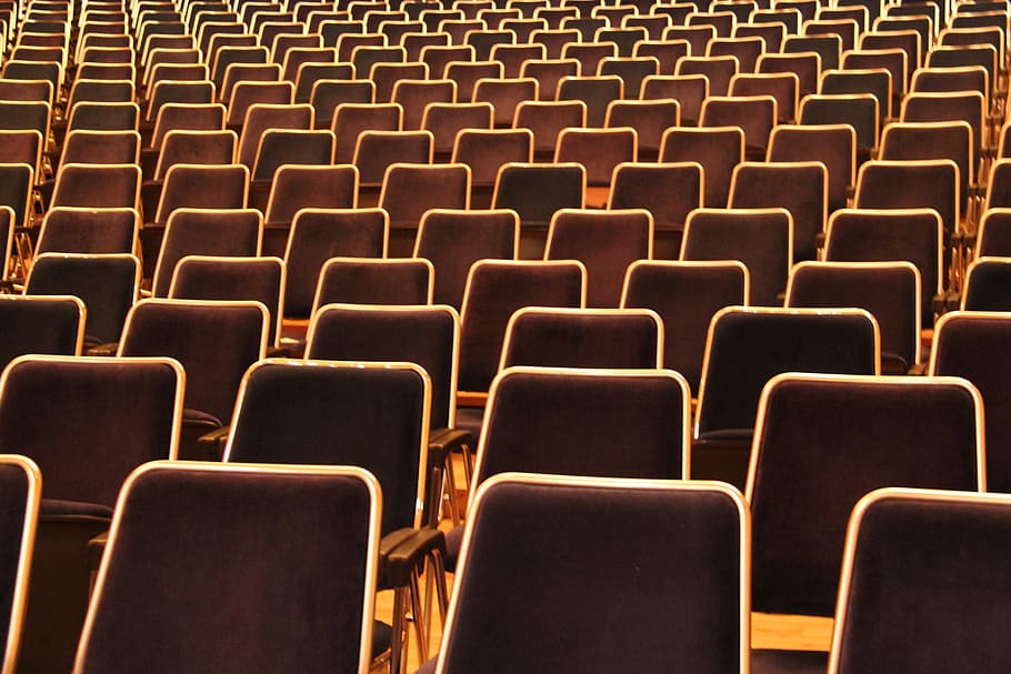 seat, auditorium, chair, empty, series, in a row, absence, repetition, indoors, backgrounds