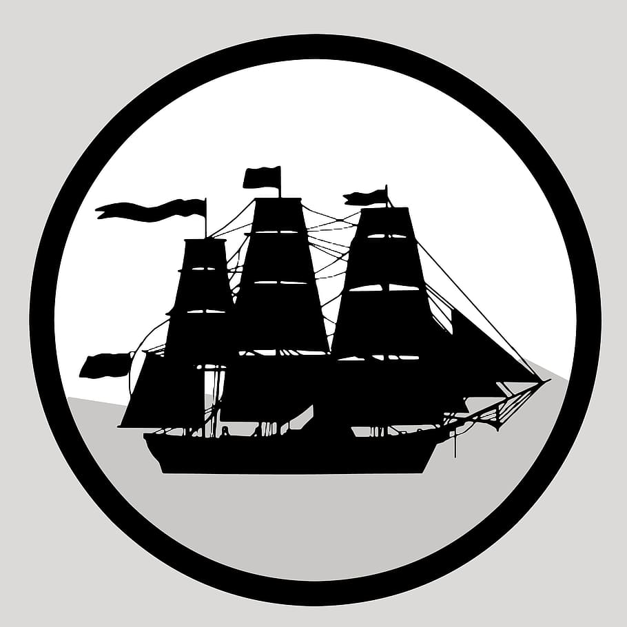 circular, illustration, sailing ship, ship, sail, icon, symbol, sailboat, nautical, sailing