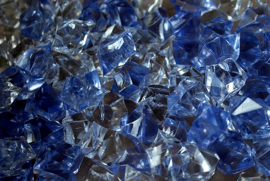 kerikil, kristal, akrilik, biru, latar belakang, tekstur, struktur, batu permata, perhiasan, berkilau