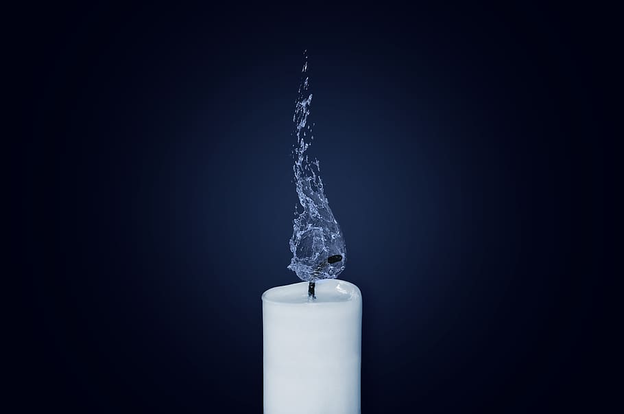 candle, flame, water, deleted, delete, burn, dark, wick, wax candle, mood