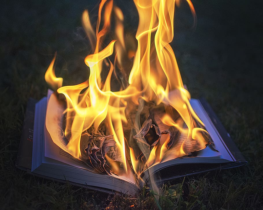 bible, fire, book, burning, flame, fire - natural phenomenon, heat - temperature, orange color, nature, glowing