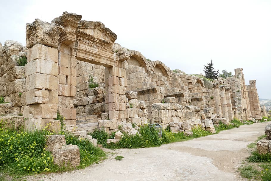 jordan, jerash, gerasa, ruin, antiquity, pillar, archaeology, architecture, temple, decapolis