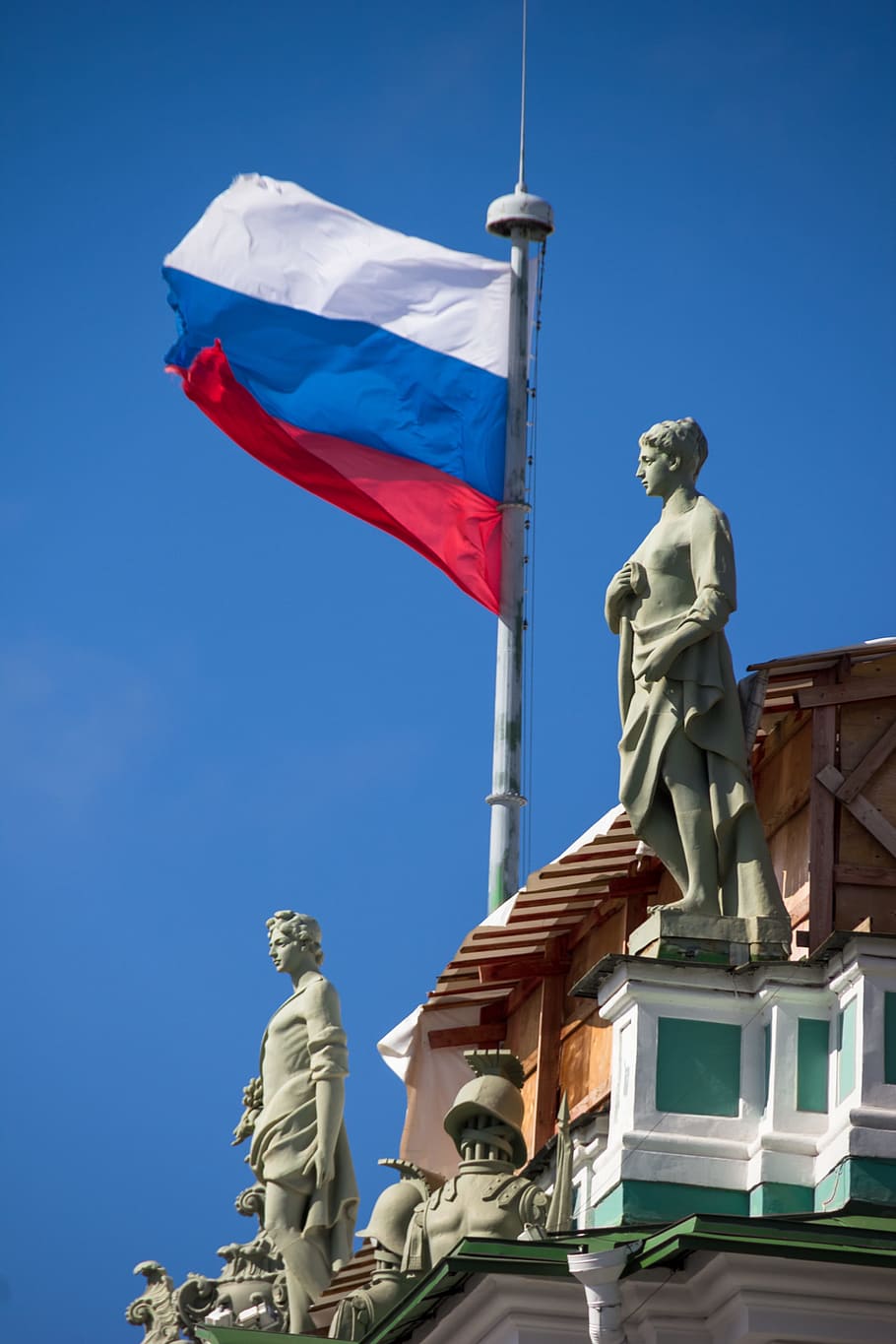 architecture, blue, closeup, flag, hermitage, petersburg, russia, russian, saint, saint-petersburg
