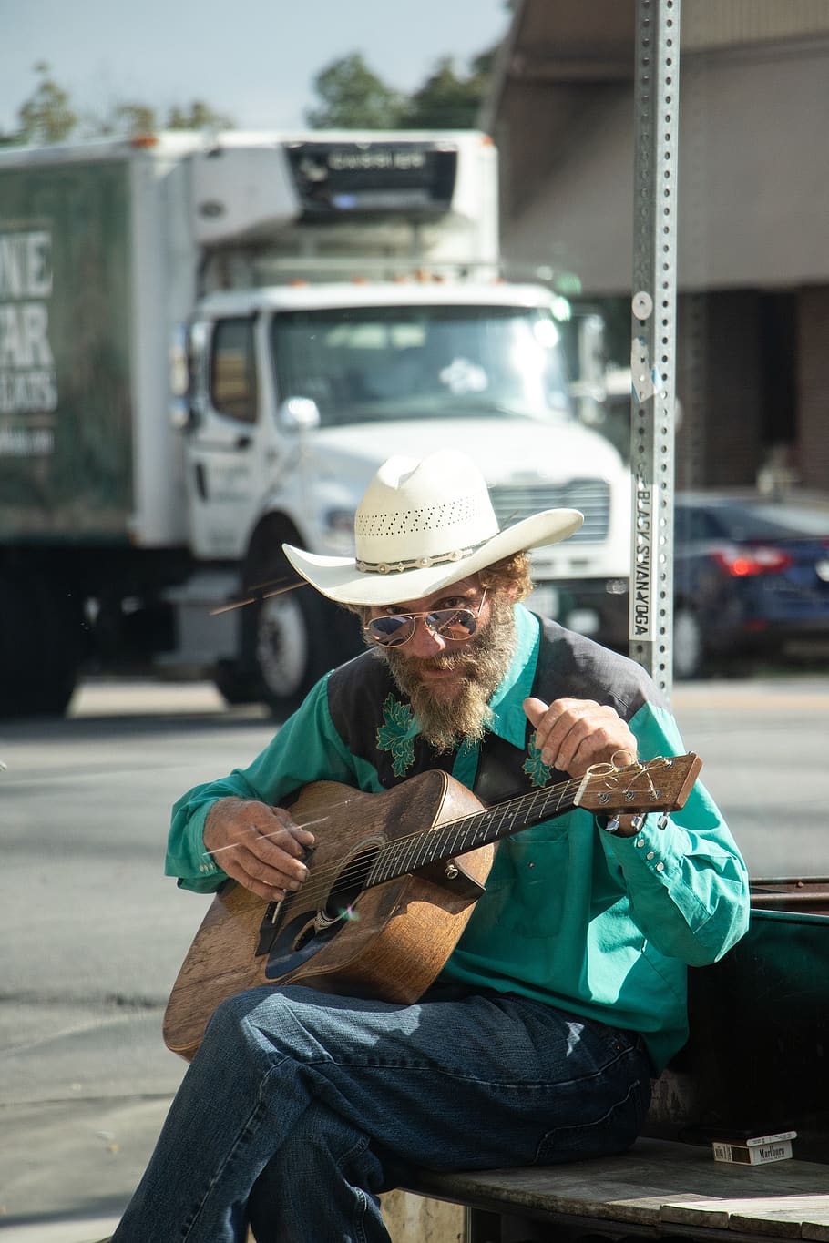 músico callejero, guitarrista, guitarra, atx, austin texas, una persona, sombrero, música, instrumento musical, instrumento de cuerda