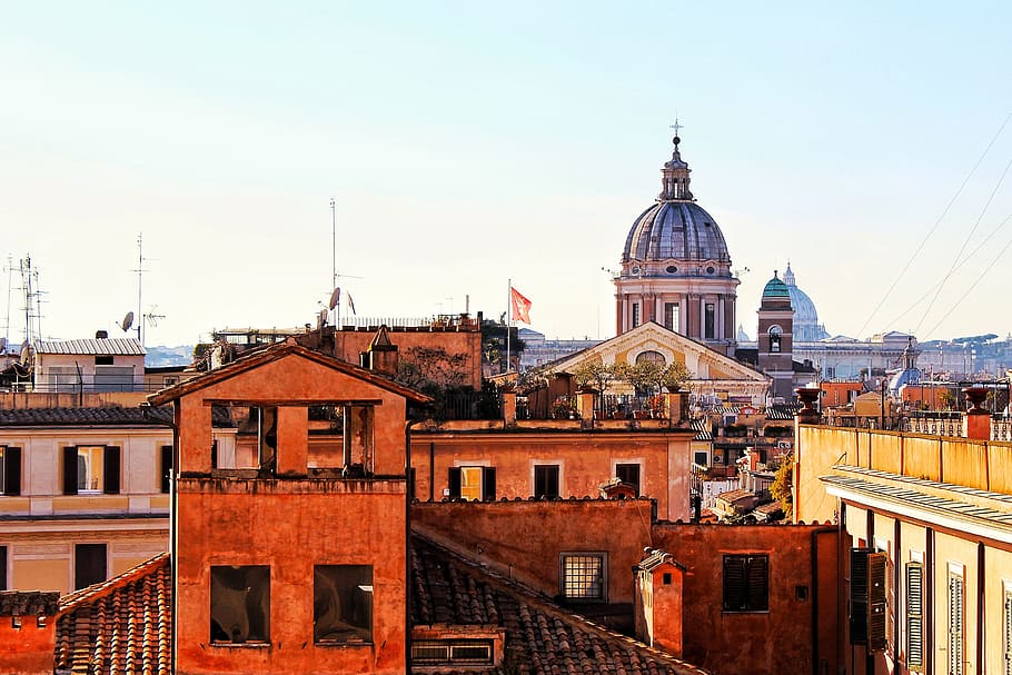atap rome, kota dan Perkotaan, roma, arsitektur, eksterior bangunan, struktur yang dibangun, langit, kota, bangunan, tempat ibadah
