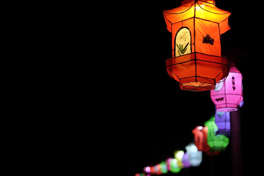 lantern, lamp, source of illumination, colour, color, light, night, art, lighting equipment, illuminated
