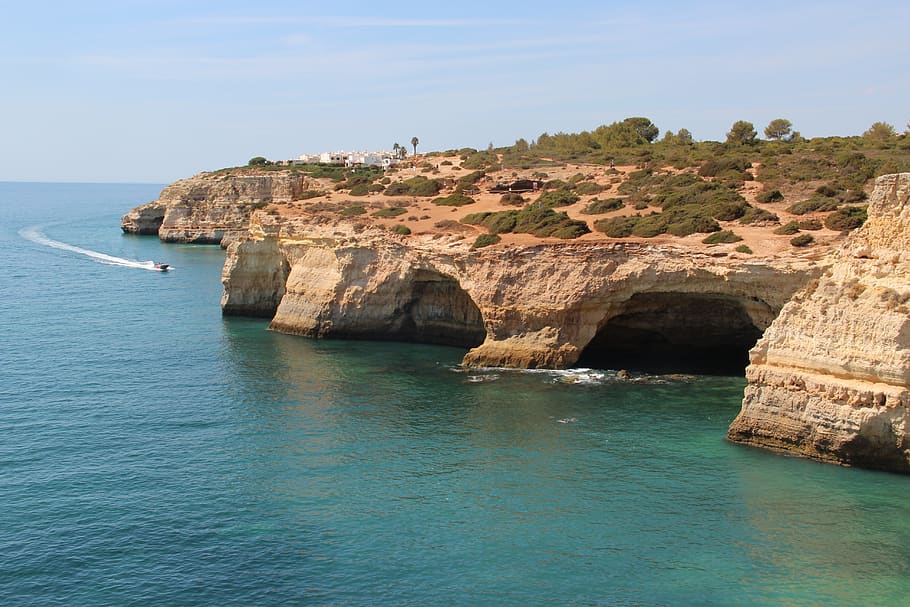 Algarve, mar, Portugal, agua, roca, pintorescos - naturaleza, roca - objeto, belleza en la naturaleza, escena tranquila, tranquilidad