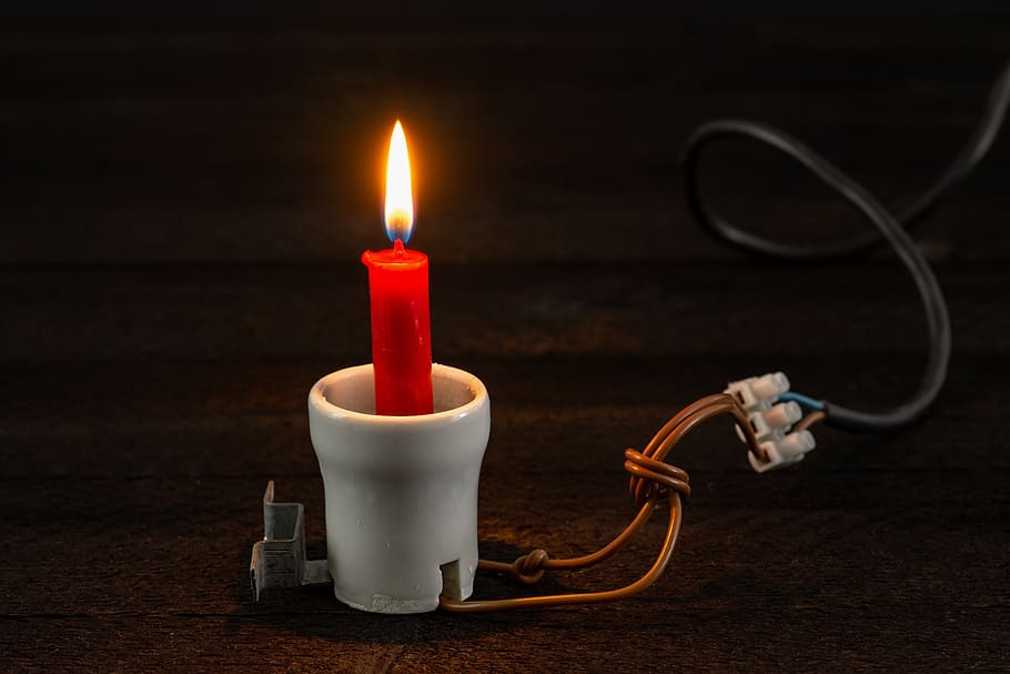 current, candle, light, porcelain, wire, wood, version, wax, light bulb, cable