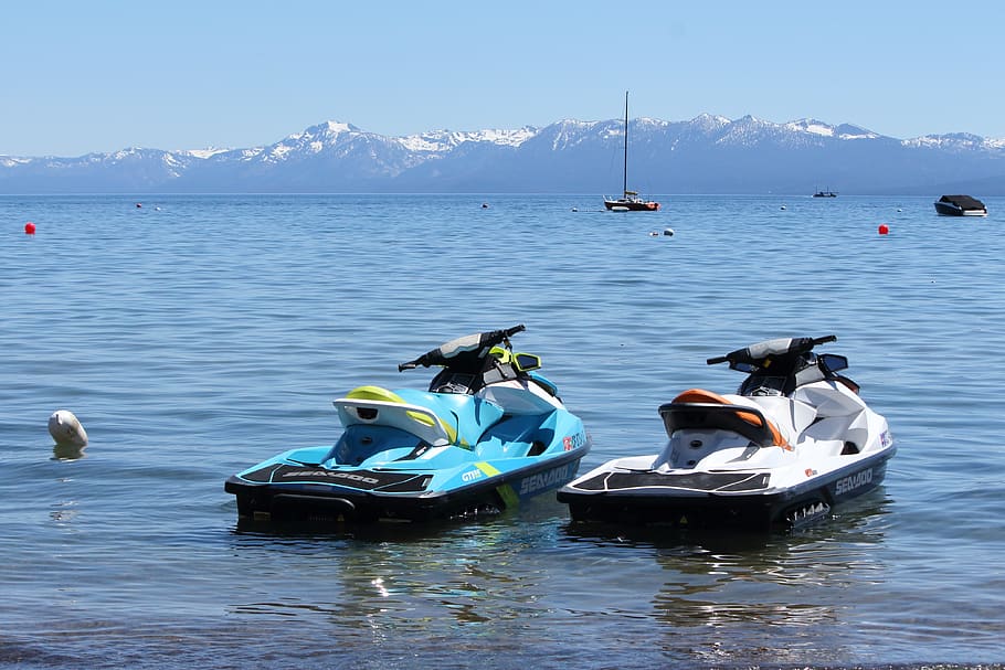 Lake Tahoe, lago, verão, montanhas, barco, agua, lazer, náutico, Cênico, marítimo