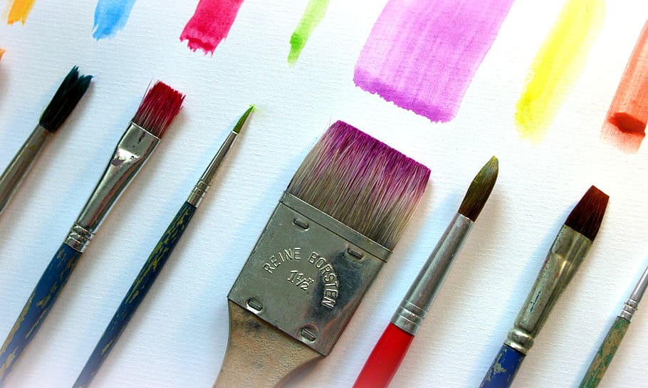 brush, paint, color, painting, creativity, colorful, multi colored, still life, indoors, choice