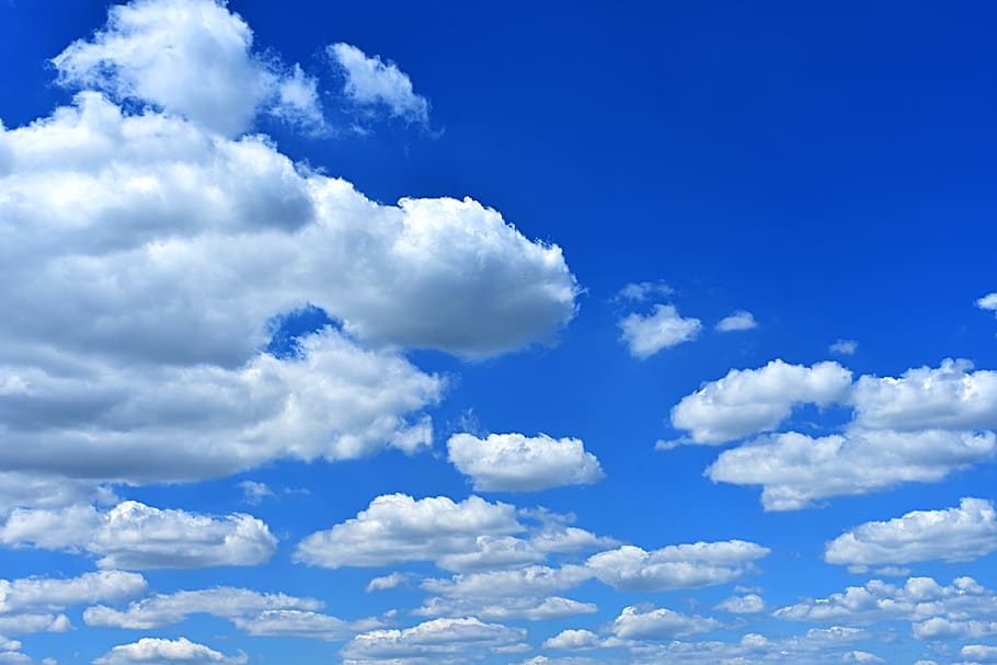 céu nublado, nuvens, cumulus, nuvens cumulus, dia de verão, céu, azul, ensolarado, dia ensolarado, nuvem cumulus