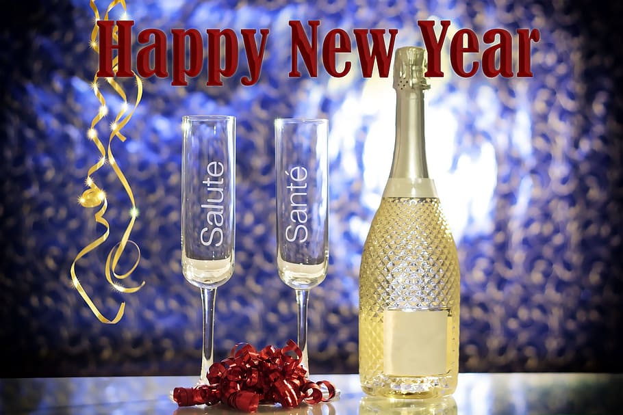 nuevo, año, imagen de fondo de víspera, imagen., 2018, feliz, víspera, fiesta, champán, celebración