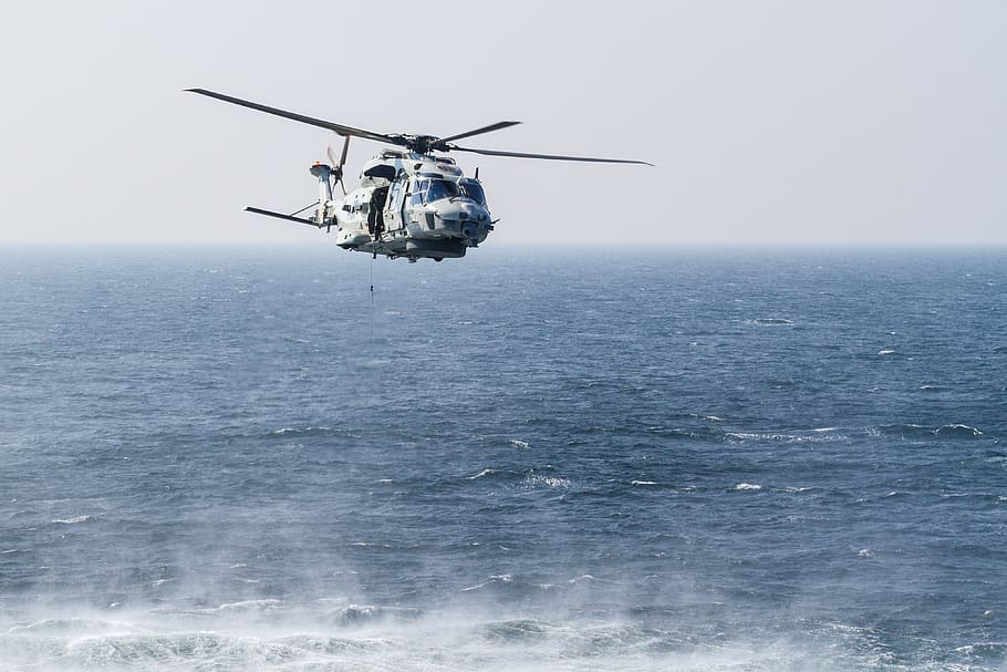 nh-90, laut, helikopter, militer, terbang, penerbangan, heli, transportasi, cakrawala di atas air, air