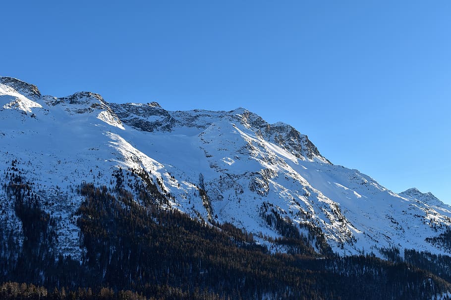 winter, mountains, ski area, slopes, wintry, st, moritz, switzerland, skiing, snow