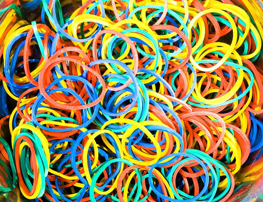 circle, close-up, color, colored, colorful, red, round, shapes, rubber, band