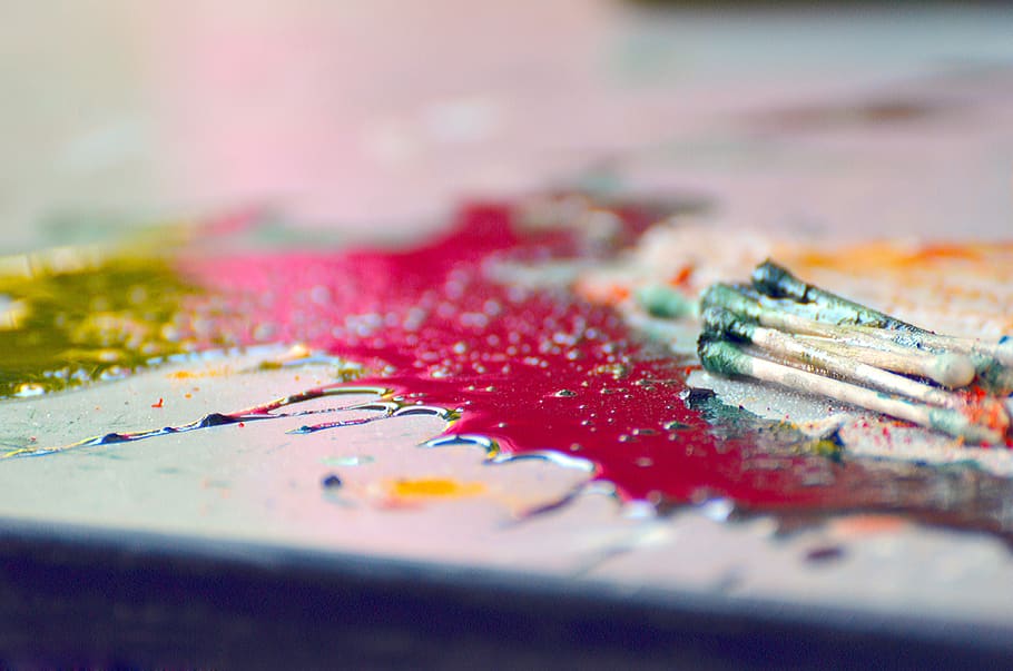 color, comida, paleta, primer plano, mezcla, arte, pintor, pastel, pintura, creatividad