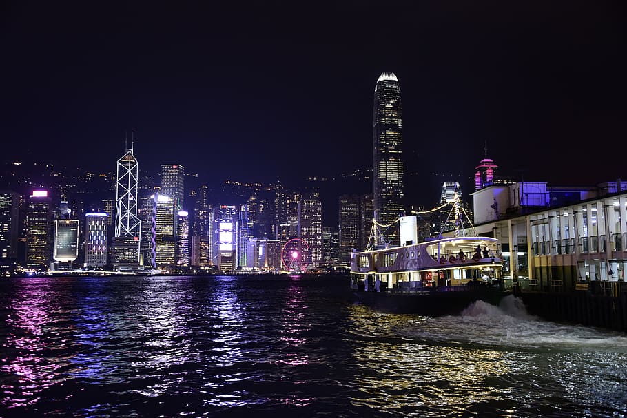 Hong Kong, Vitória, porto, cidade, Paisagem urbana, viagem, Ásia, construção, linha do horizonte, urbano