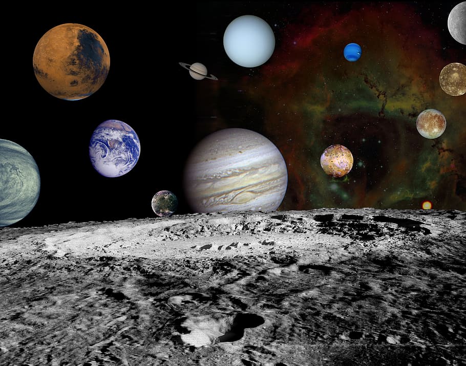 system, solar, nature, lunar, space, planet, earth, moon, uranus, gravity