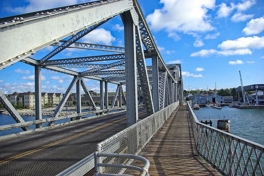 puente levadizo en Sturgeon Bay, puente, puente levadizo, arquitectura, río, viajes, transporte, agua, Sturgeon Bay, Wisconsin