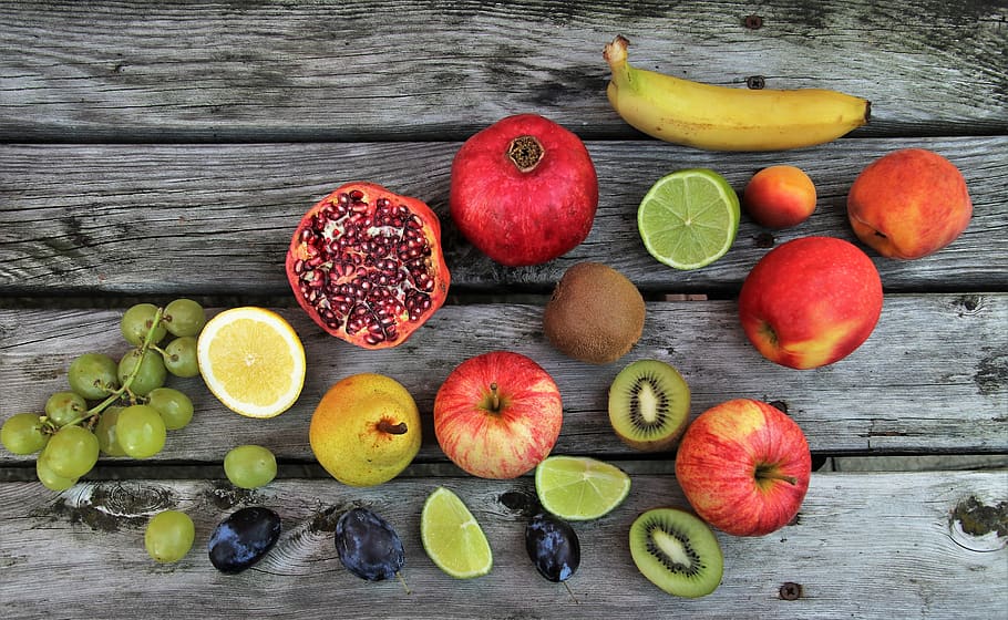 berwarna-warni, buah, enak, sehat, vitamin c, bio, kuning, makan, segar, diet