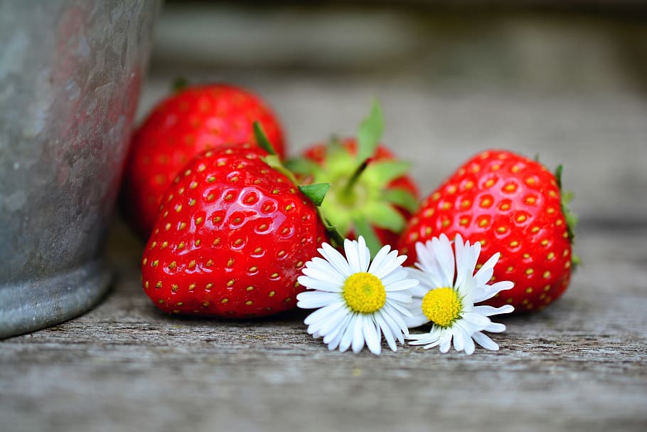 strawberries, fruits, food, ripe, berries, flowers, red, freshness, healthy eating, strawberry