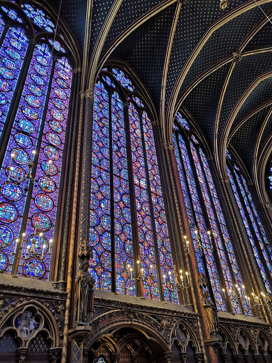 paris, france, sainte-chapelle, stained glass, colors, colorful, archi, architecture, church, cathedral