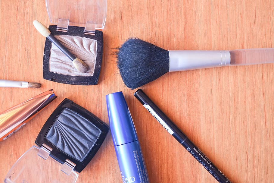 cosmetics makeup, various, beauty, cosmetics, make Up, makeup, wood - material, make-up, indoors, table