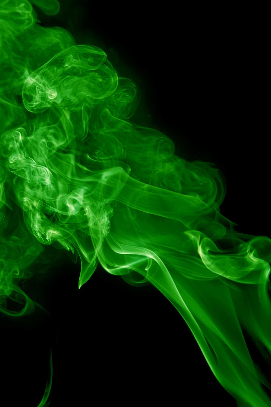 abstract, aroma, aromatherapy, background, color, smell, smoke, smoke - physical structure, black background, green color